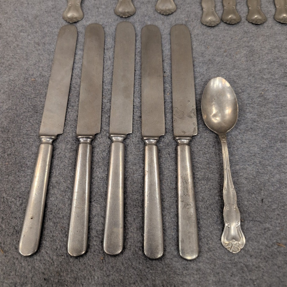 Crescent Nickel Silver Flatware Set 14pc Ornate Scroll Forks Spoons Knives - Picture 2 of 10